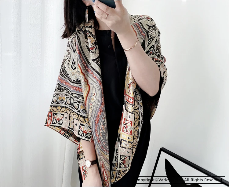 

Paisley Print 100 Pure Mulberry Silk Scarf Hand Rolled Edges Silk Scarfs Luxury Brand Designer 140cm Scarfs