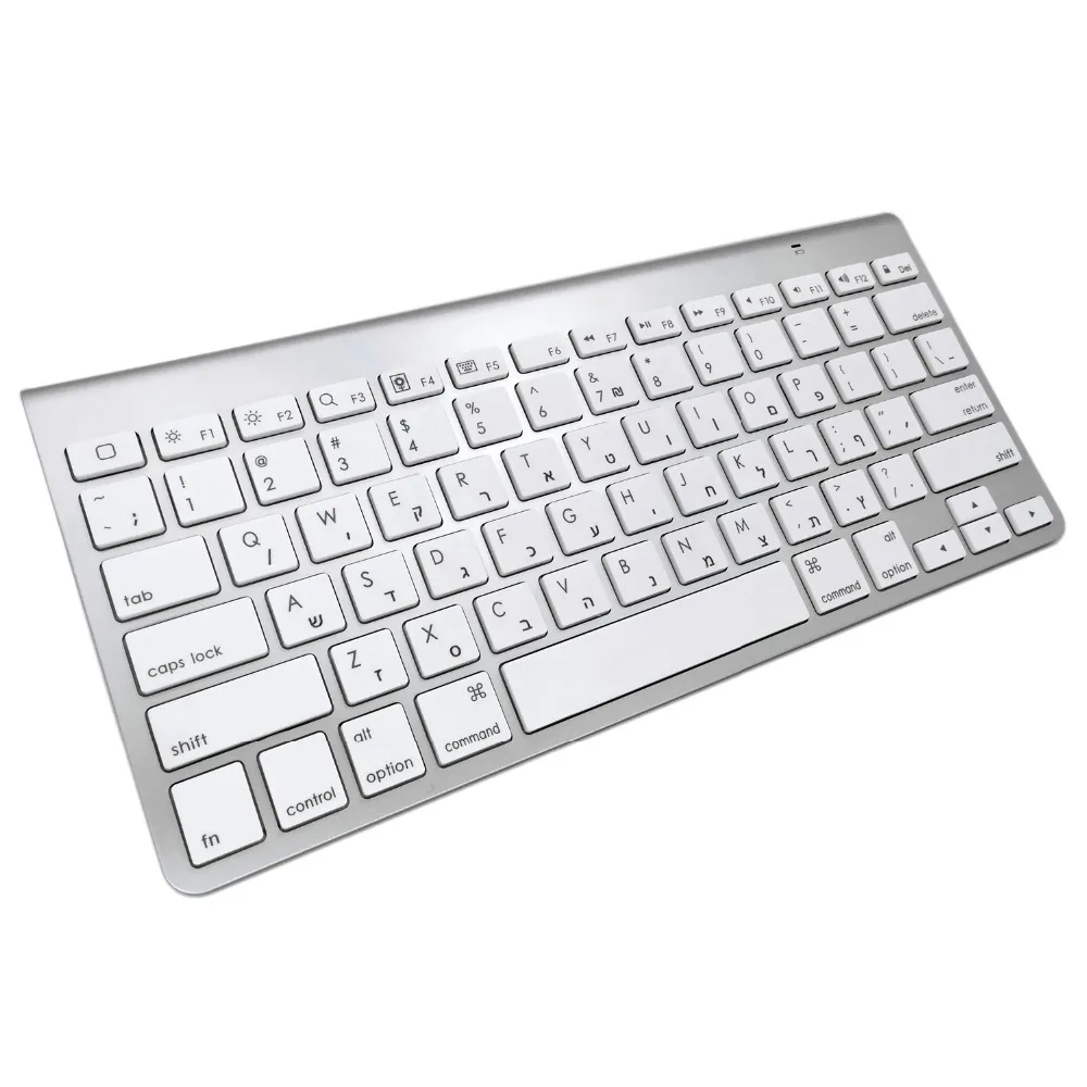 

Hebrew Bluetooth Keyboard Ultra-Slim Mute Wireless Keyboard Scissor Key For Wireless Apple Keyboard Style for IOS WIN Android