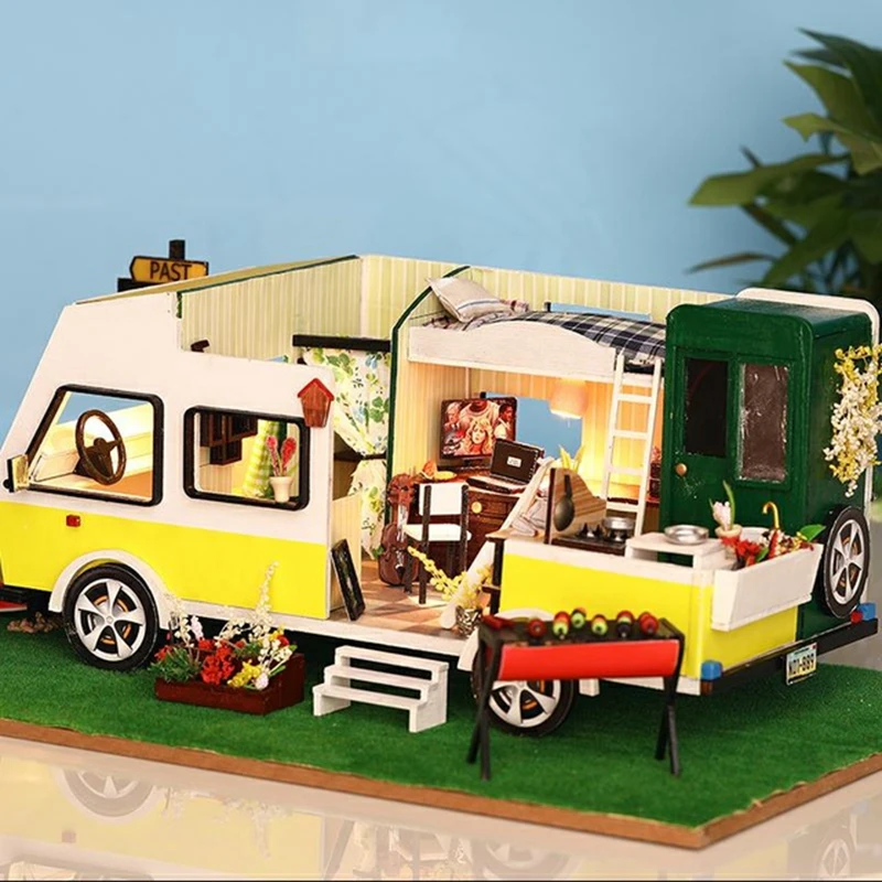 

Сборные кукольные домики для путешествий по времени DIY, кукольный домик ручной работы, деревянный Миниатюрный Кукольный домик, мебель, пазл,...