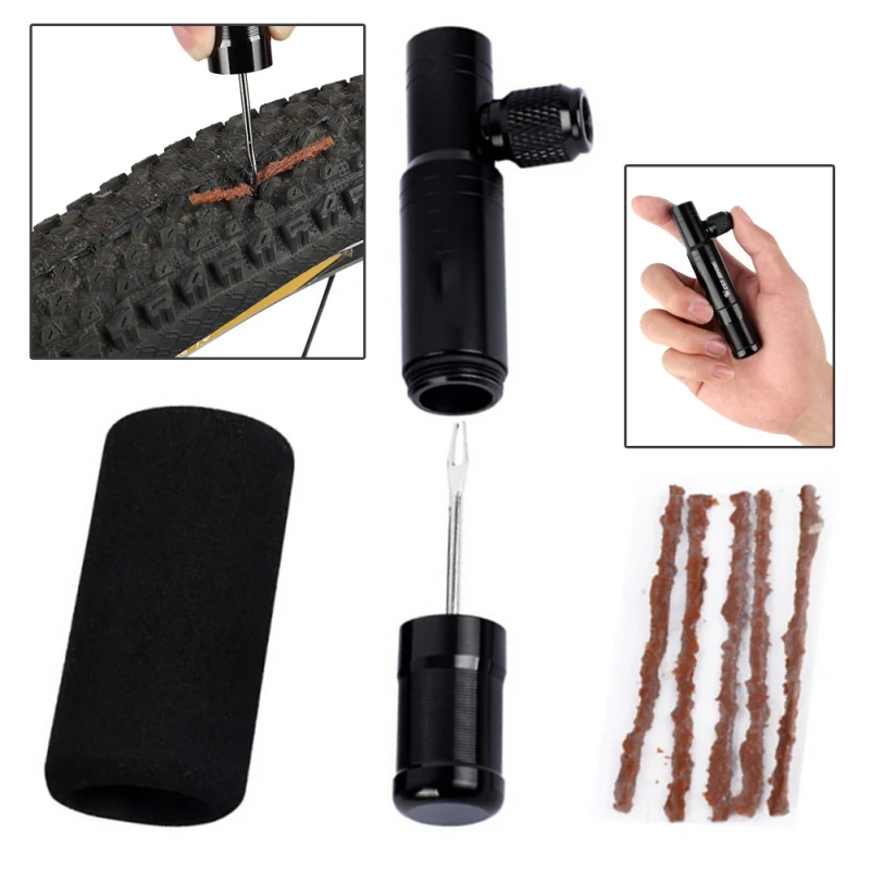 

Bicycle Tools 5pcs Tire Repair Rubber Strip And Bicycle Tire Repair Drill For MTB Road Bike Tubeless Repair Tool Simple Set Z