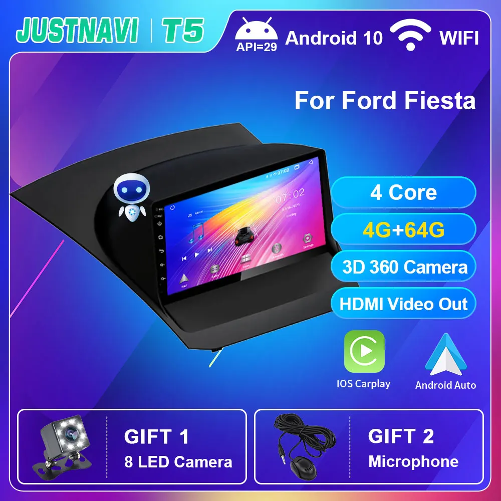 Автомобильный радиоприемник JUSTNAVI 9 ''для Ford Fiesta 2009 2010 голосовое управление