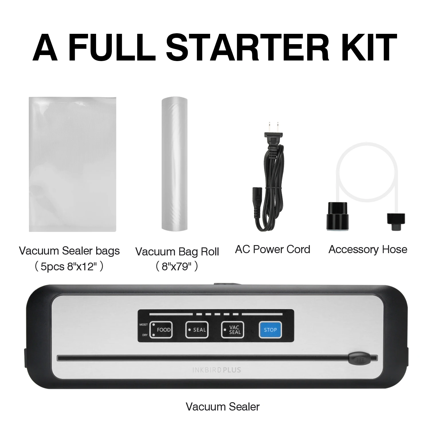 

Household Food Vacuum Sealer Inkbird INK-VS01 Automatic Sealing Machine Longer Preservation Simple Operation With Dry&Moist Mode