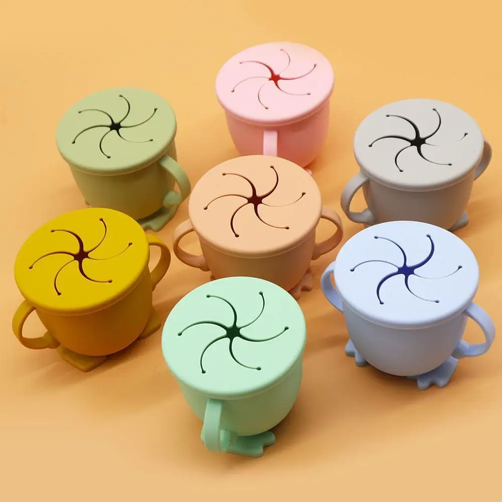 

Силиконовая чашка для закусок, детская чашка для обучения пить, Детская портативная ручка, чашка для воды для обучения питьевой воды, F7L9