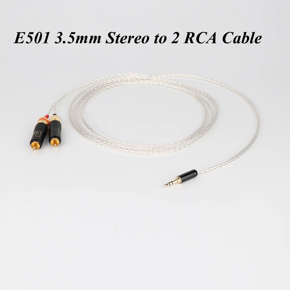 Посеребренный кабель 3 5 мм стерео к 2 RCA Hi-end двойному кабелю для усилителя