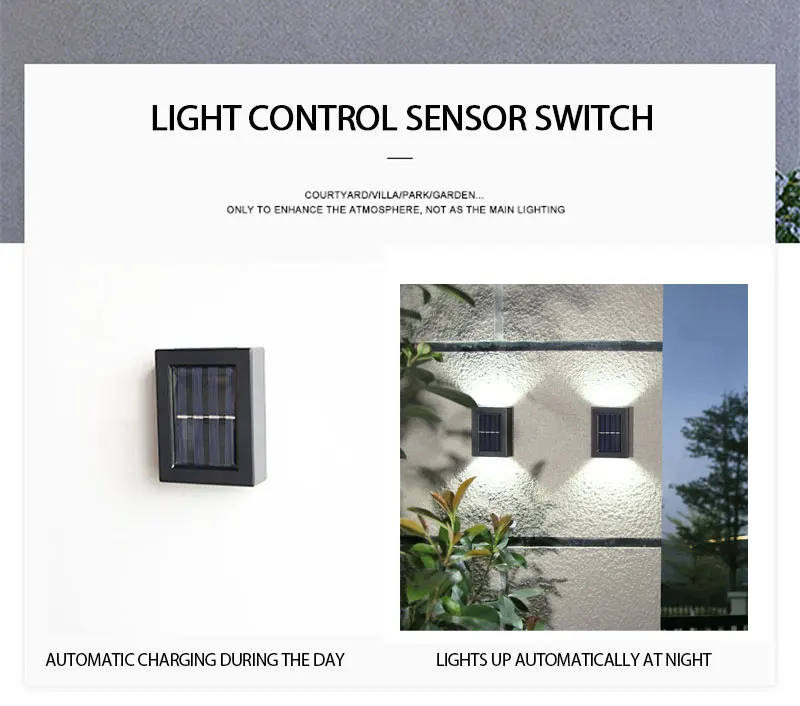 

2PC Solar LED Wall Lantern 2Vfashion Corridor Lamp Waterproof Garden Bulbs Courtyard Patio Lighting Outdoor Illumination