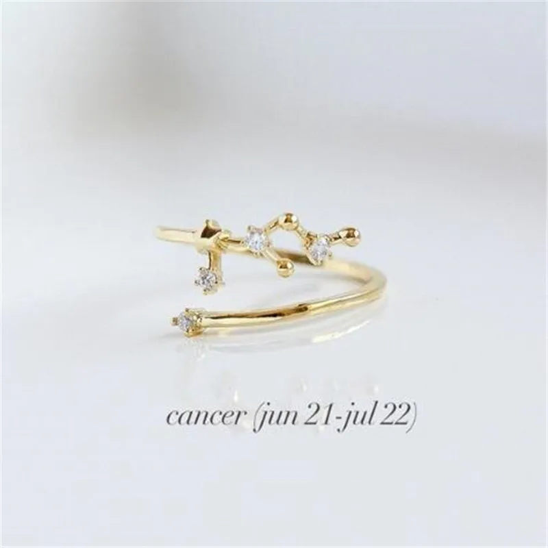 Креативный Знак зодиака Звезда 12 Созвездие кольцо Gemini Телец Рак Овен кольца для