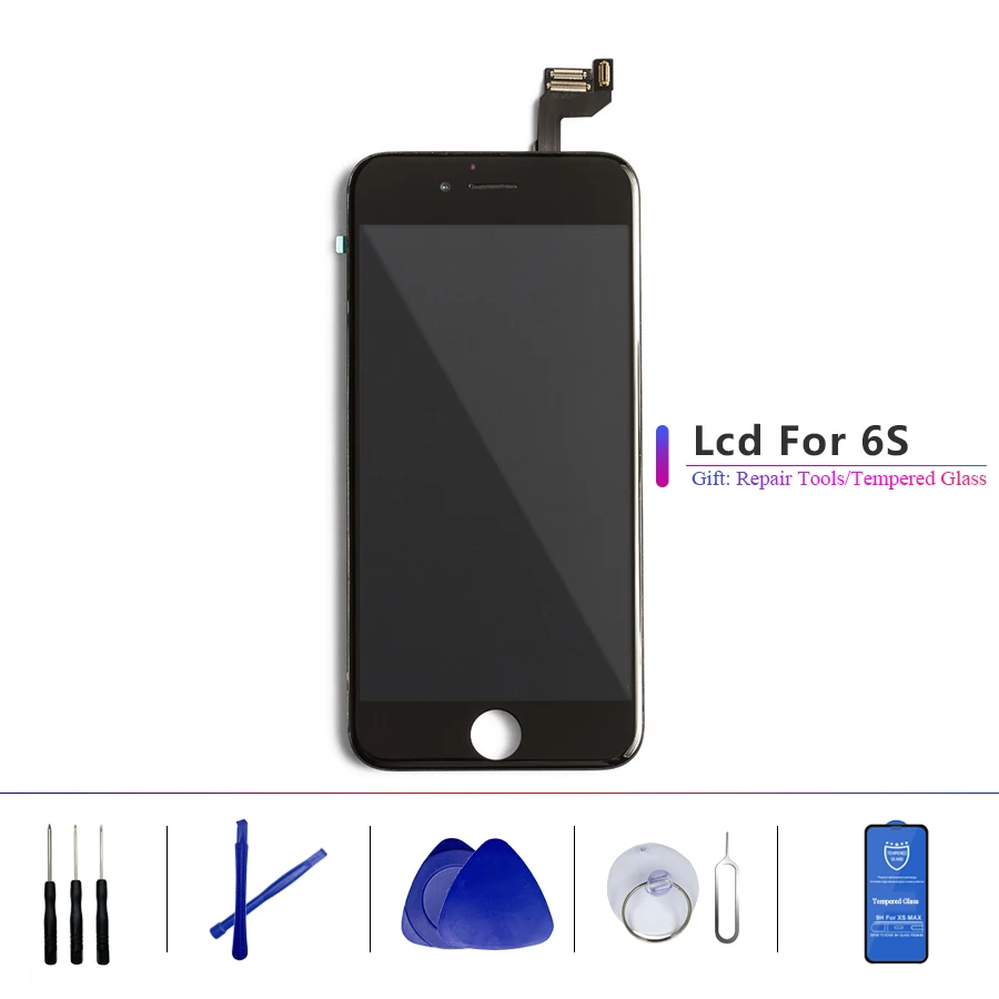 Черный/белый ЖК-дисплей в сборе с дигитайзером для iPhone 6S без битых пикселей