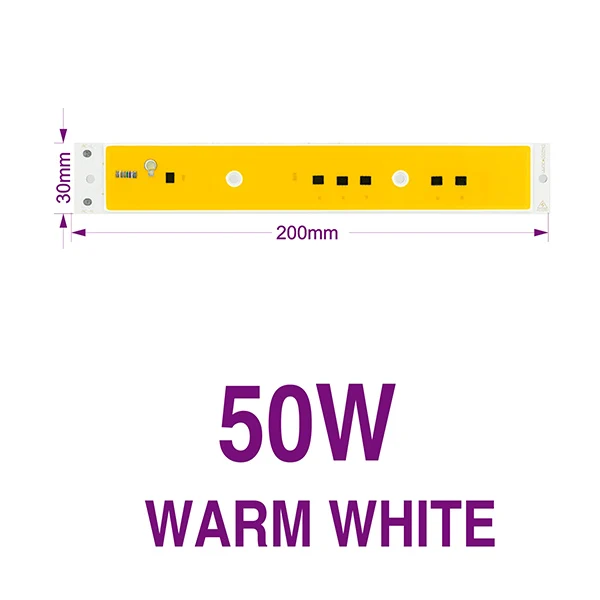 Warm White 50W Светодиодный COB чип полный спектр холодный теплый белый светодиодный COB бисер 30 Вт 50 Вт 80 Вт AC220V Smart IC Fitolamp для DIY наружного прожектора роста - Испускаемый цвет: Warm White 50W