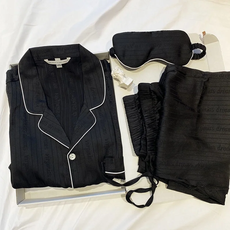 QWEEK ледяная шелковая женская пижама сатиновая Пижама с буквенным принтом Осенняя