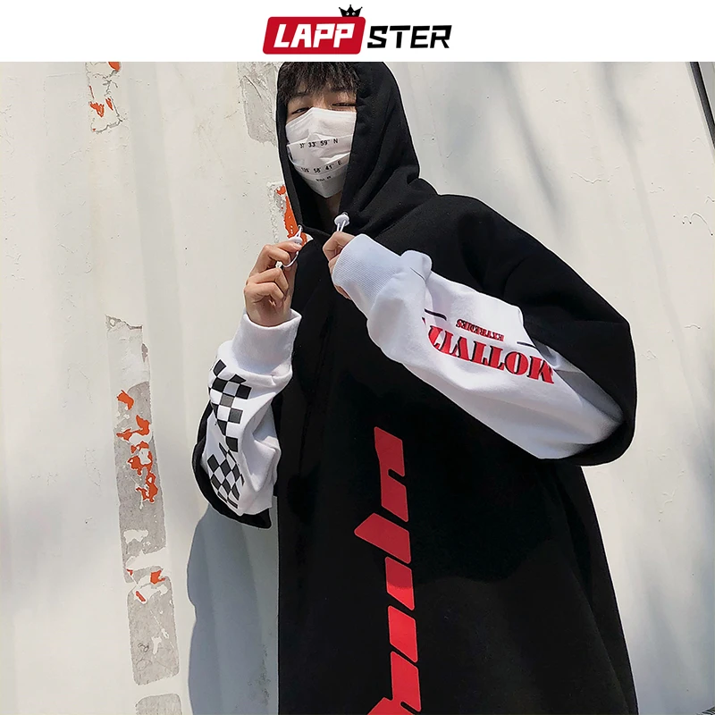 Толстовка LAPPSTER Мужская Флисовая свитшот с Японская уличная одежда пуловер в