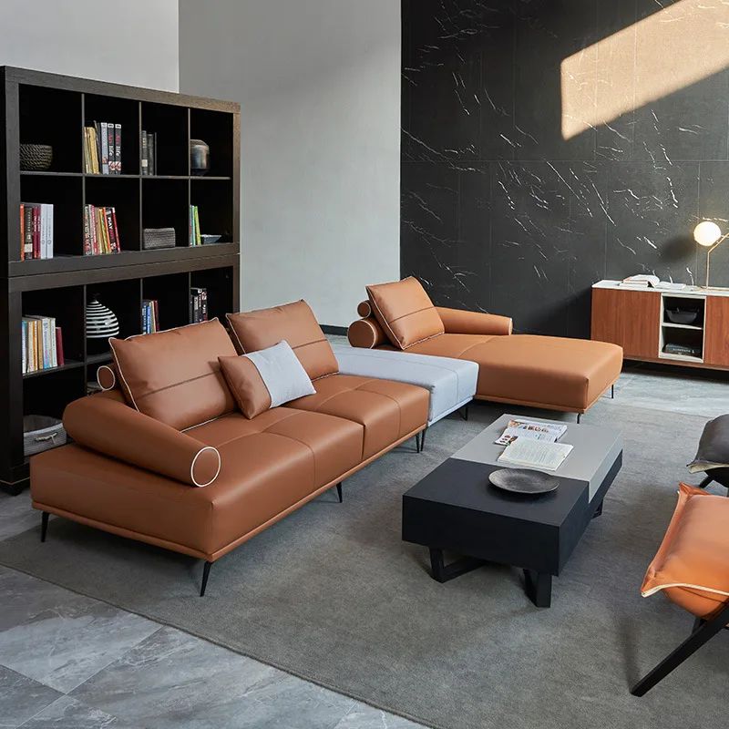 В итальянском стиле в минималистском из кожи наппа Комбинации диван натуральной