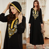 elegant hooded embroidery muslim dress women hijab dresses turkey abaya islamic vestido kimono moroccan kaftan arabic elbise