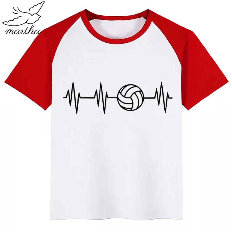 Летние топы для мальчиков и девочек с принтом сердцебиение Волейбольного мяча