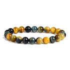 Браслет ручной работы с натуральными камнями и тигровыми глазами