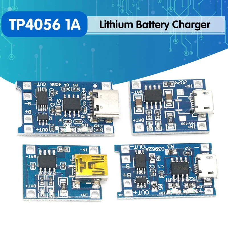 Type c/Micro USB 5V 1A 18650 TP4056 модуль зарядного устройства литиевой батареи зарядная плата