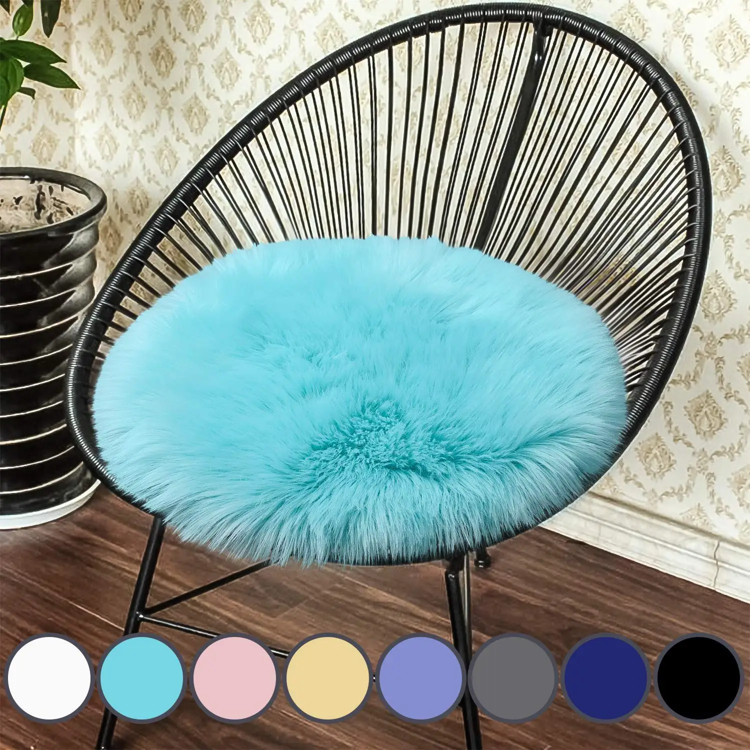 Мягкие Круглые Искусственные овчины премиум класса чехол на сиденье плюшевые