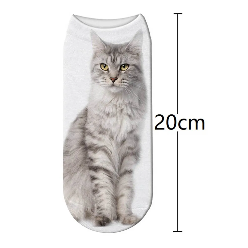 Милые носки с мультяшным 3d рисунком кошки женские забавные кавайные эластичные в