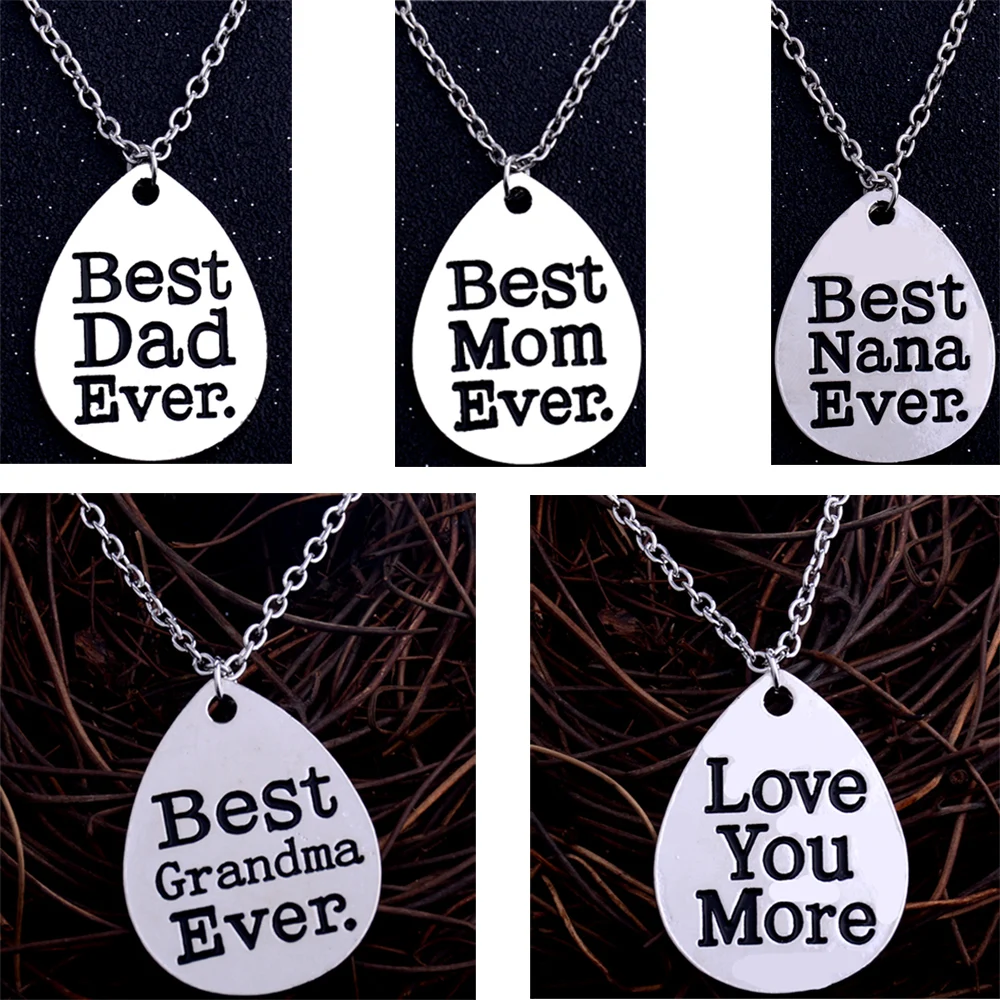 Ожерелье с надписью family Love Best Mom Dad Grandma Nana Ever подвеска в виде капли воды цепочка