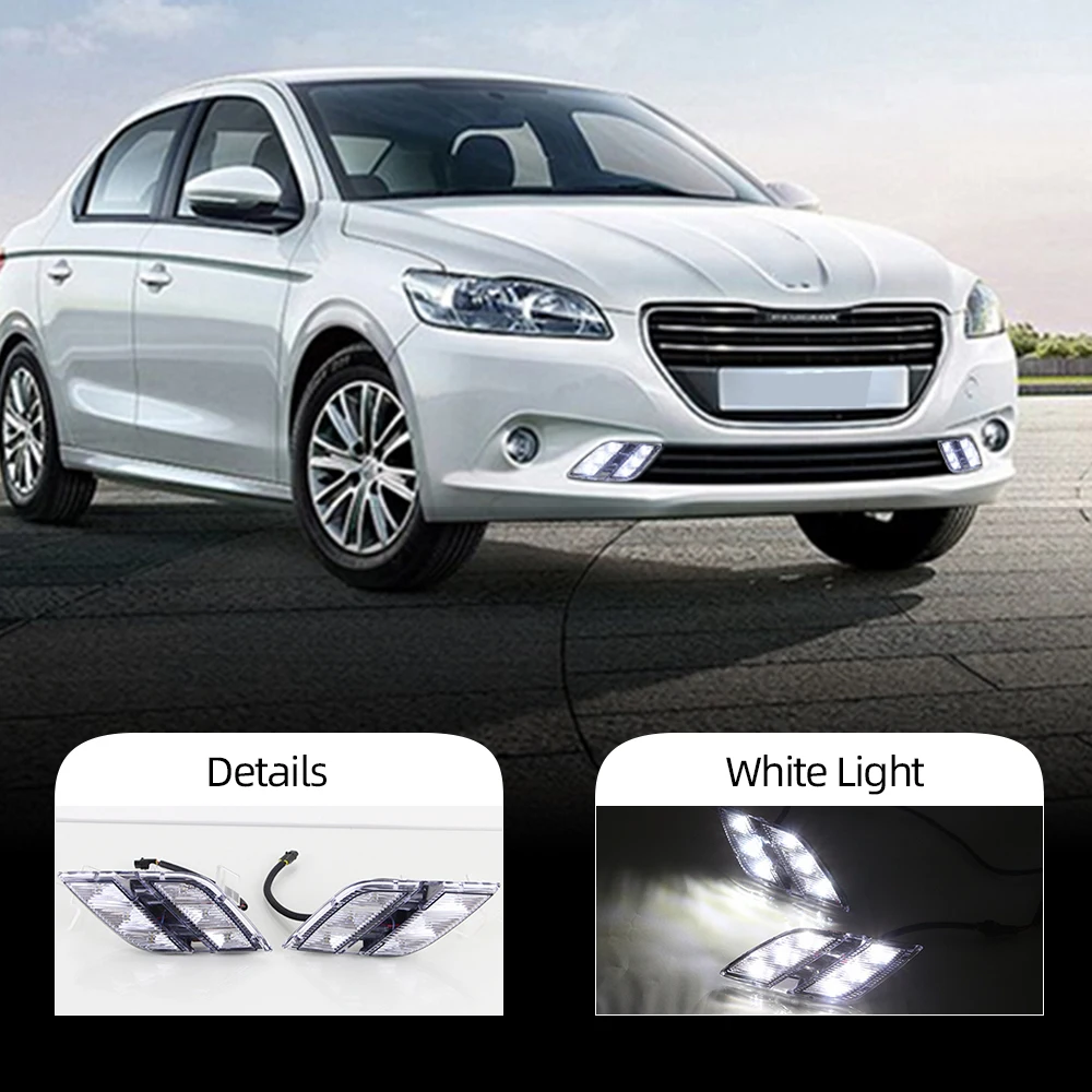 Автомобильный мигающий 2шт для Peugeot 301 2014 2015 светодиодный DRL дневные ходовые огни