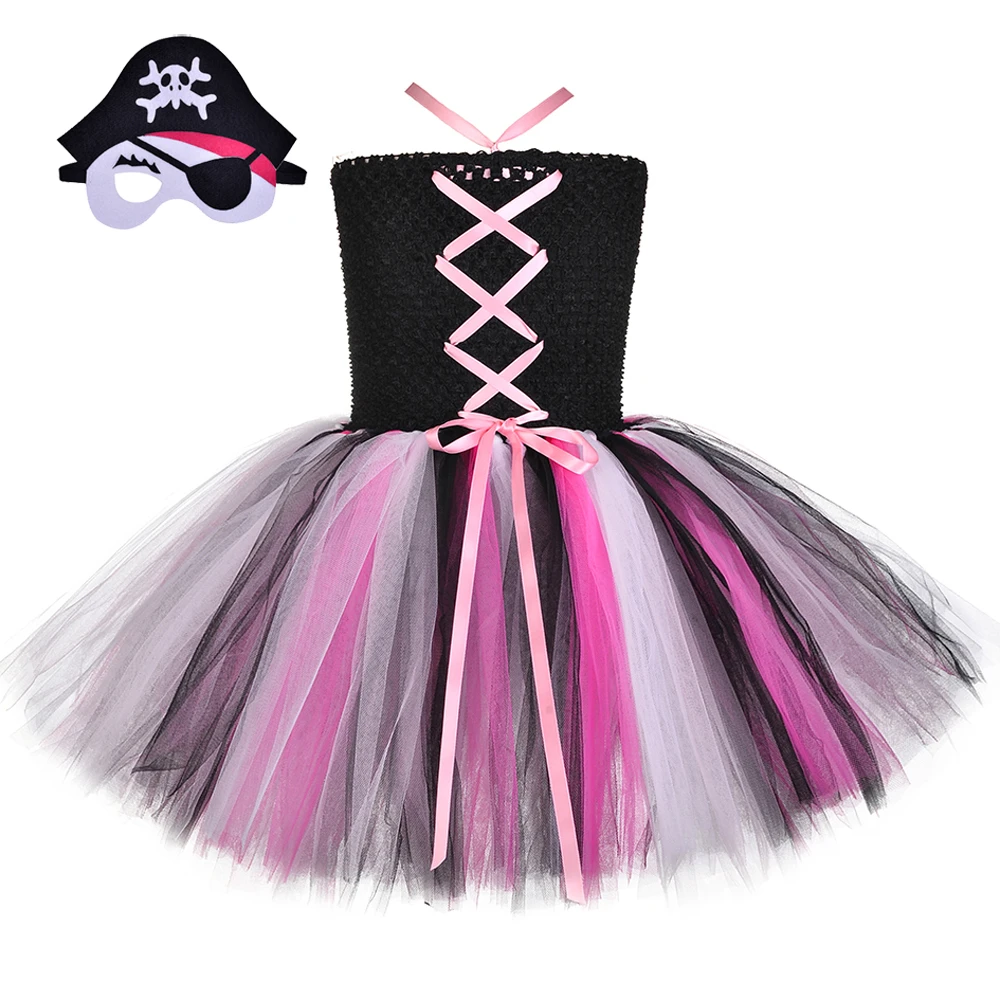 

Skull Pattern Girl Pirate Costume Tutu Dress Princess Summer Dress Baby Kids Party Dresses Children Cosplay Outfits Halloween