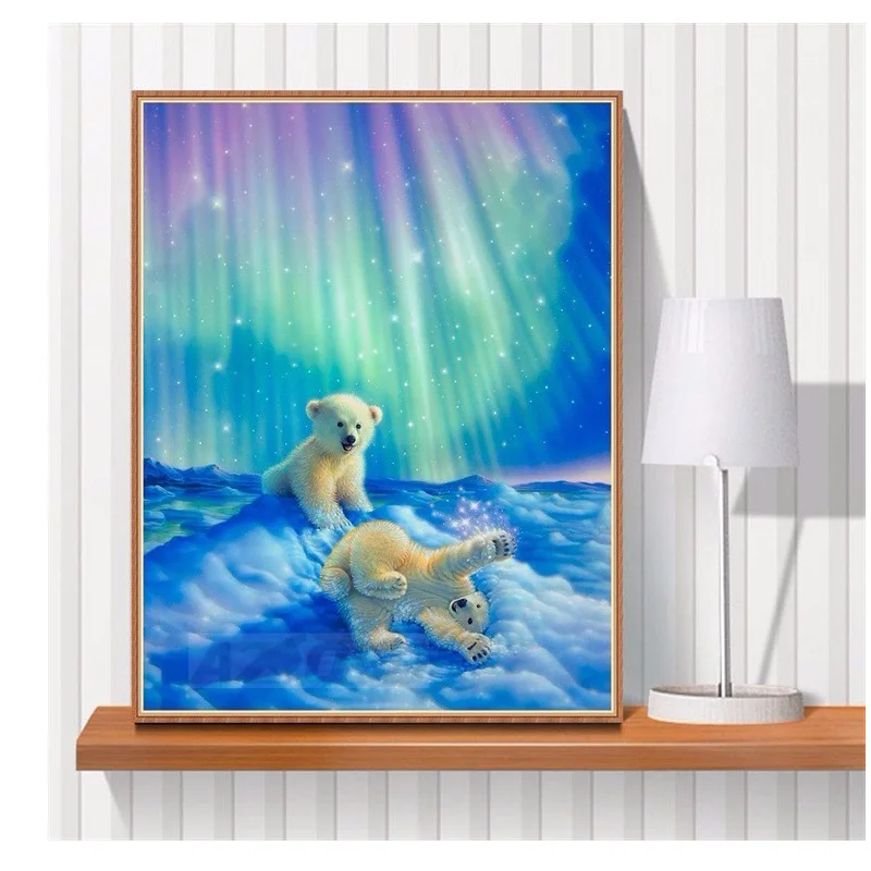 Алмазная 5D картина сделай сам с полным покрытием 100% Арктический Медведь 3D