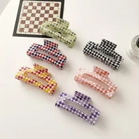 acrylic checkerboard hair claw clips women girls geometrc lattice crab barrettes ponytail holder hair clamps hair accessories