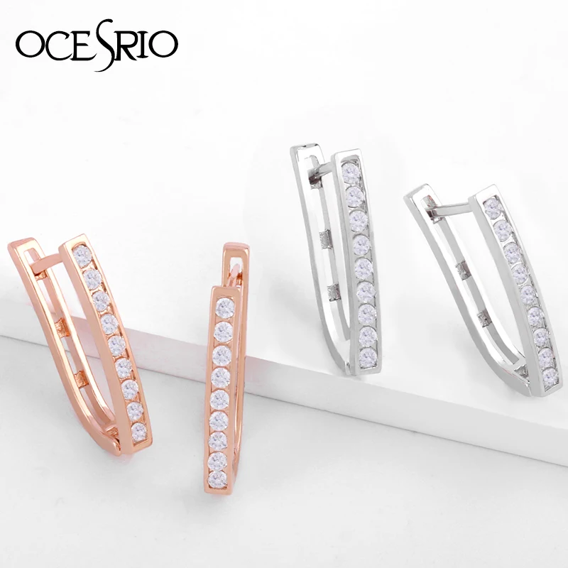 Модные геометрические серьги OCESRIO из розового золота 585 с натуральными камнями