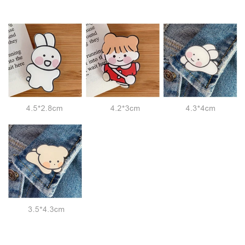 

2021 New Cute Acrylic Pin Lovely Cool Animal Brooches Bag Lapel Pin Cartoon Rabbit Badge Jewelry Gift for Friends Button Brooch