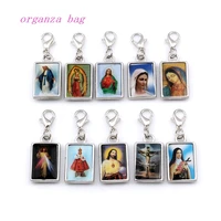 50pcs double sided jesus christ icon floating lobster clasps charm pendants for jewelry making findings 13 8x38mm