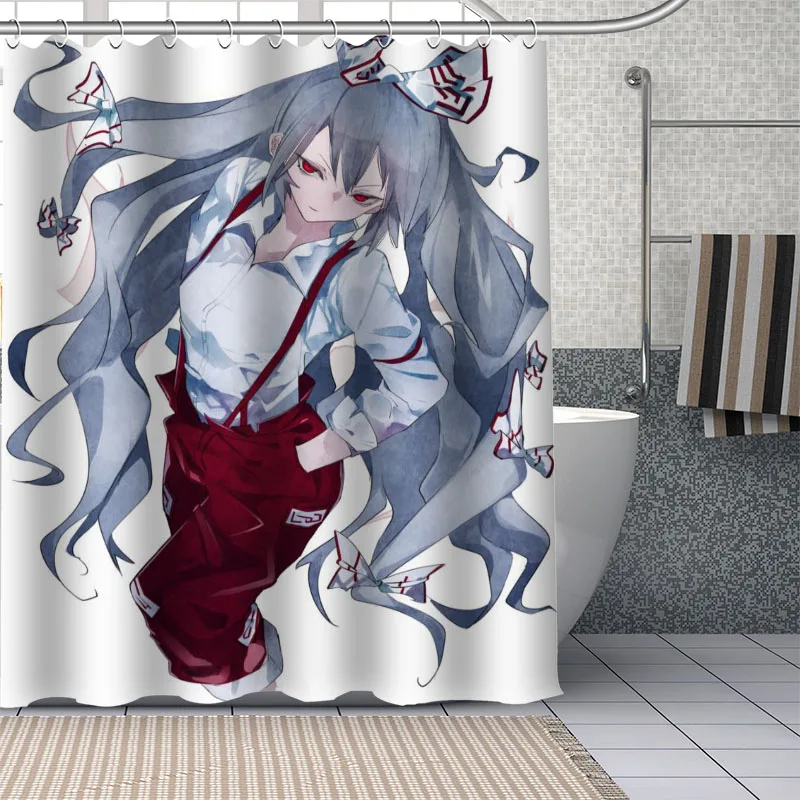 

Hot Custom Japanese Anime Fujiwara no Mokou Curtains Polyester Bathroom Waterproof Shower Curtain With Plastic Hooks More Size