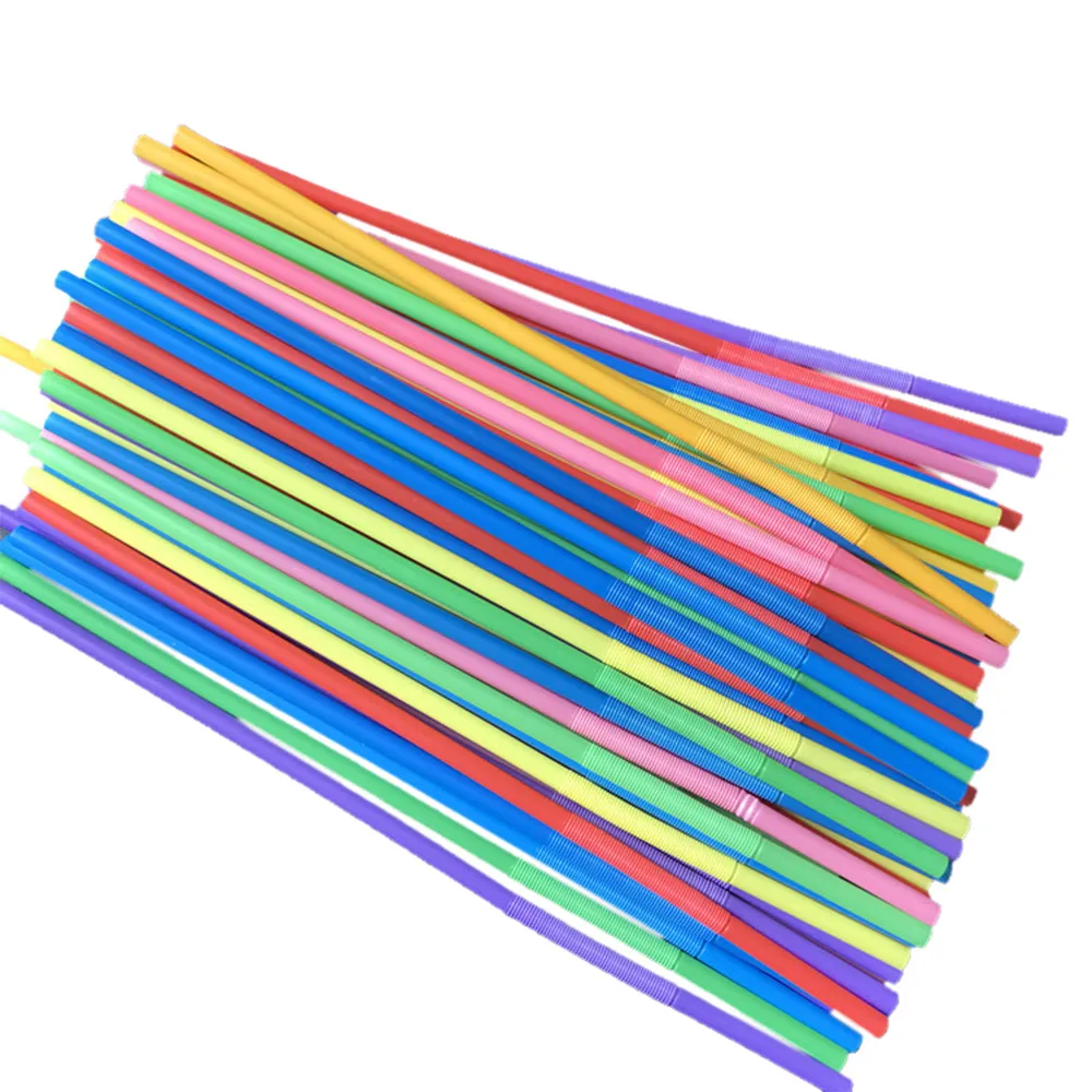 

100pc Party Disposable Plastic Straws Bendable Flexible Milk Tea Beverage Straw Household Colorful Straws Disposable Tableware#H