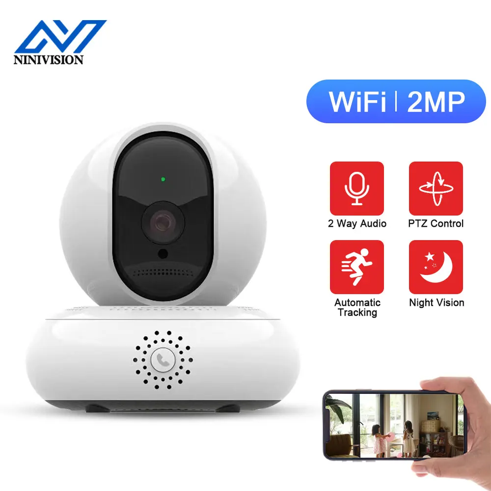 

2MP Mini Wireless CCTV IP Security Camera Indoor Home Auto Tracking PTZ Baby Monitor 1080P Wifi Video Surveillance Camera