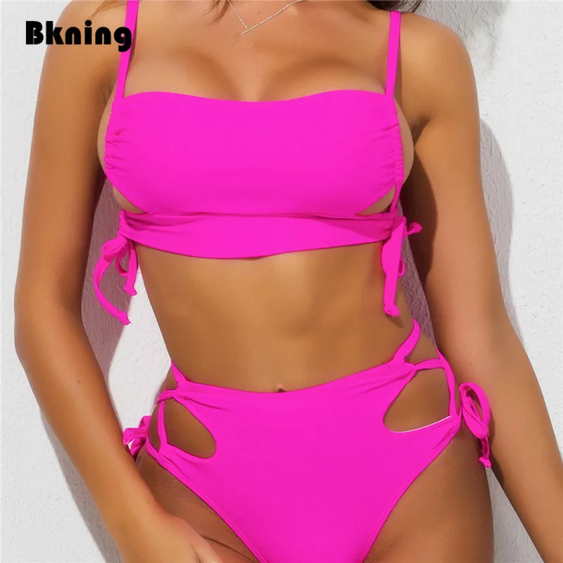 Женский купальный костюм с высокой талией Бразильский 2020 из 2 предметов бандо