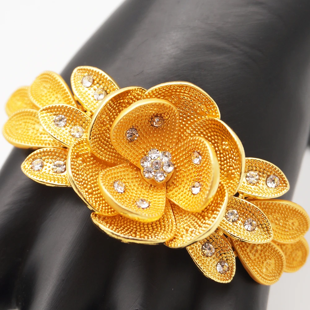 Модный Ювелирный Набор золотыми цветами Свадебный комплект ювелирных изделий