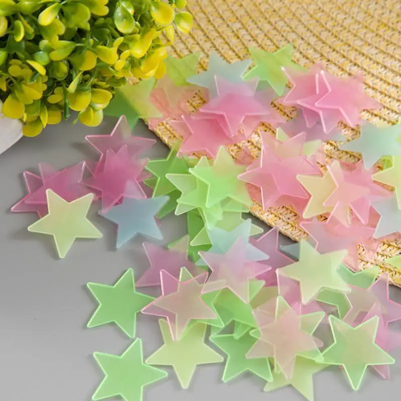 

50PCS Luminous Star Wall Sticker Plastic Glow In The Dark Fluorescent Stickers For Ceilings Walls Bedroom Home Decoration Sale