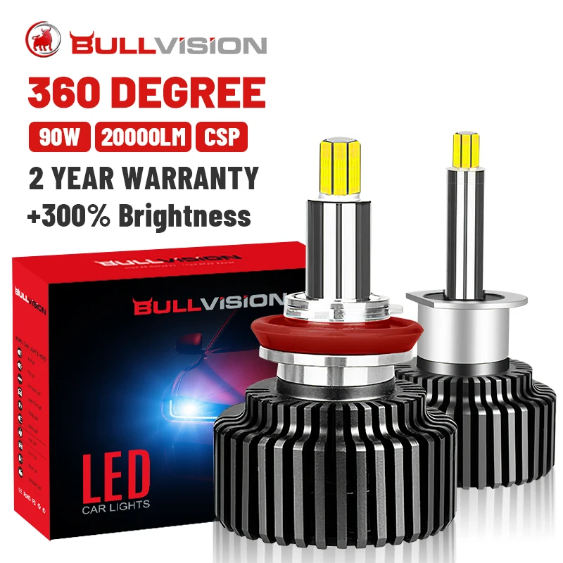 Светодиодные фары 360 H7 H4 H11 для автомобиля 9005 лм 12 В 9006 9012 HB3 HB4 Ice Bulbs Hir2 6000 H8 H9 CSP