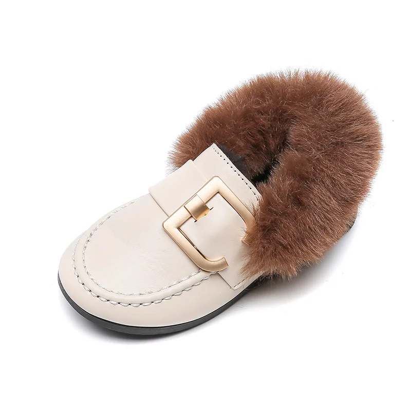 Зимние ботинки Новый дизайн Плюшевая бархатная кожаная обувь Chaussure Enfant Вечерняя