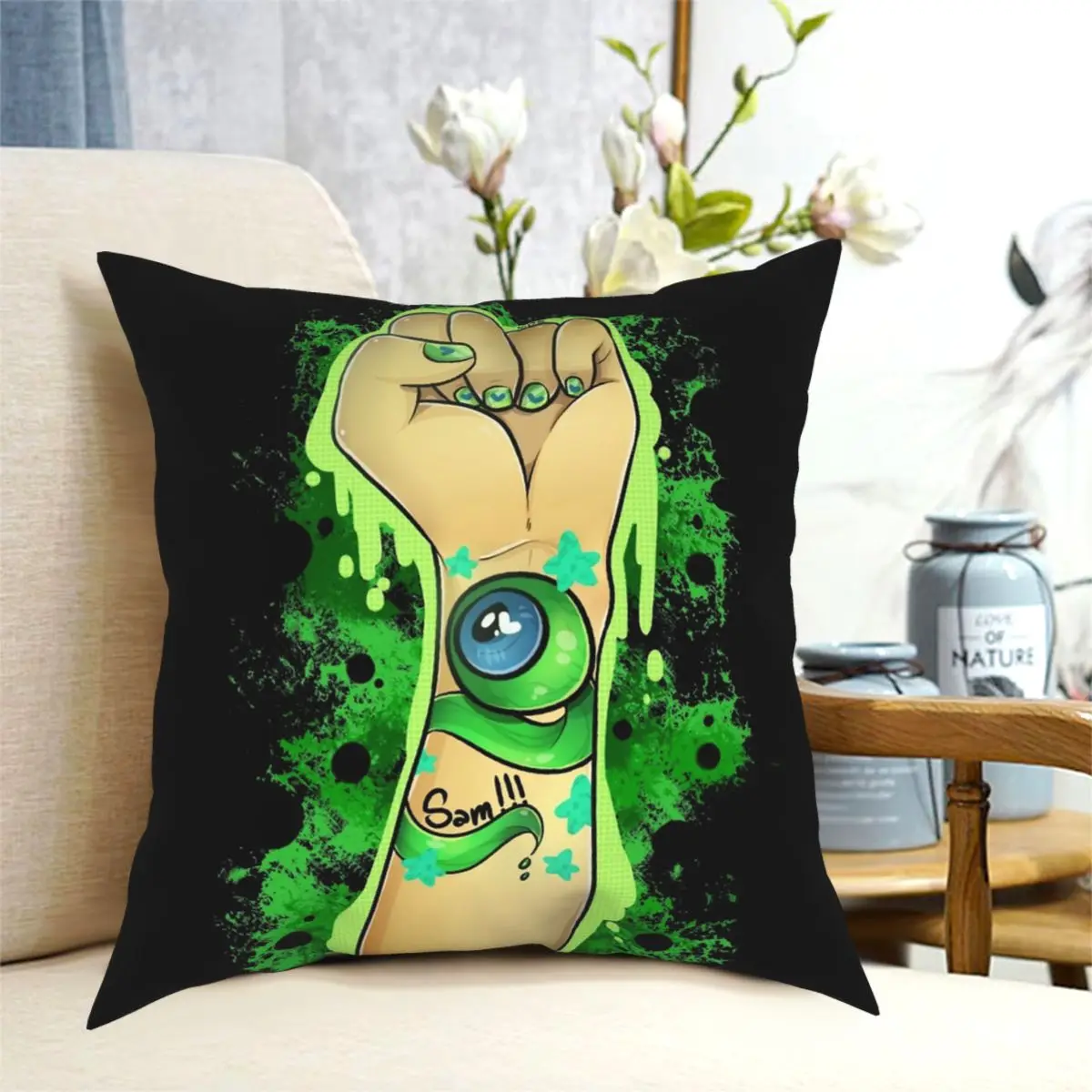 

Like A Sam Fist Tattoo Square Pillowcase Polyester Creative Decor Pillow Case Bed Cushion Case Wholesale