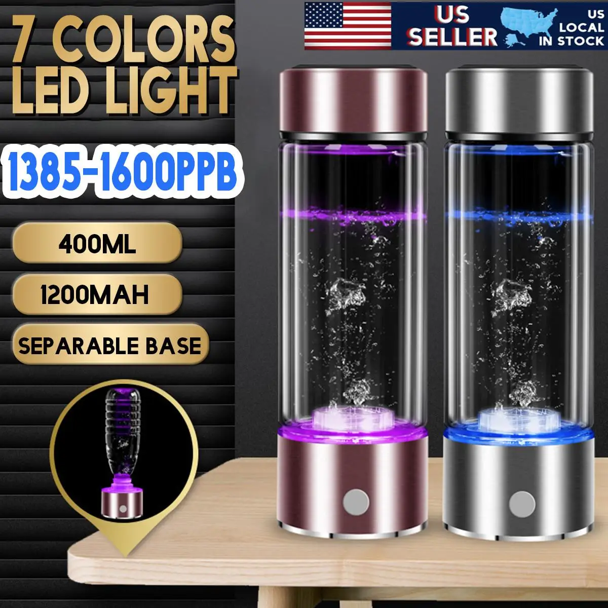 

SPE/PEM Rich Hydrogen~Cup Water Generator Energy Hydrogen-rich Alkaline Water Ionizer Bottle LED Portable Anti-aging Healthy Cup