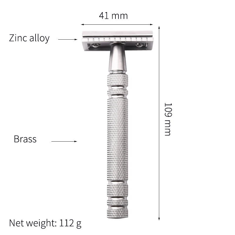 Мужская классическая двухсторонняя ручная бритва с длинной латунной ручкой 3 шт.