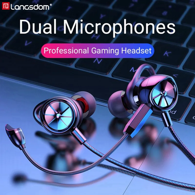 Langsdom PS4 игровая гарнитура геймер с двойным микрофоном шумоподавление PUBG Игровые