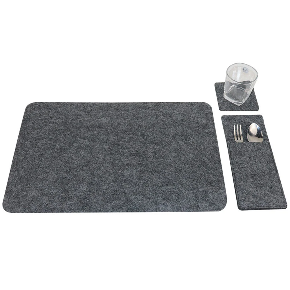 3PCS Felt Placemats Washable Table Mat European Style Insulation Pad Non-slip Dish Bowl Glass Coaster For Kitchen Dinning Room | Дом и сад
