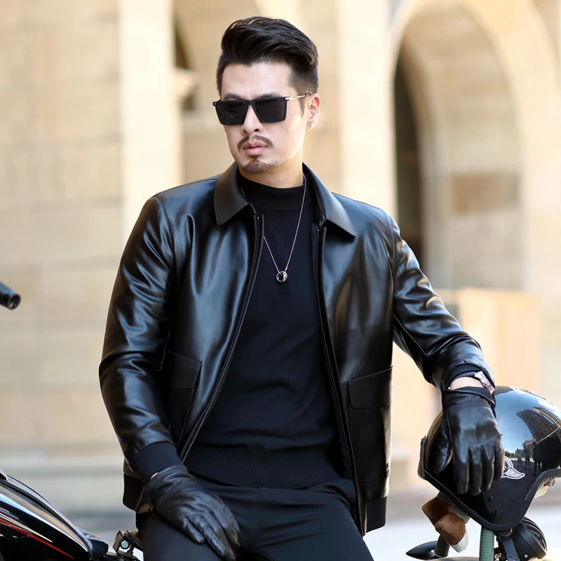 Модная мужская зимняя теплая куртка-бомбер из искусственной кожи утолщенная