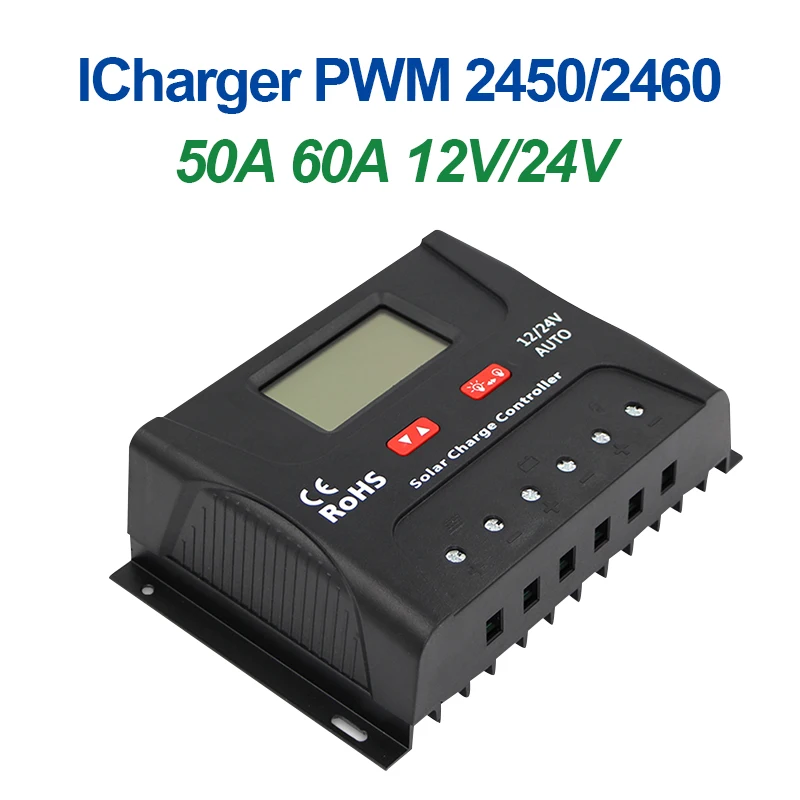 EASUN POWER Solar Контроллер заряда ШИМ 50A 60A ЖК регулятор напряжения 12В 24В Солнечный