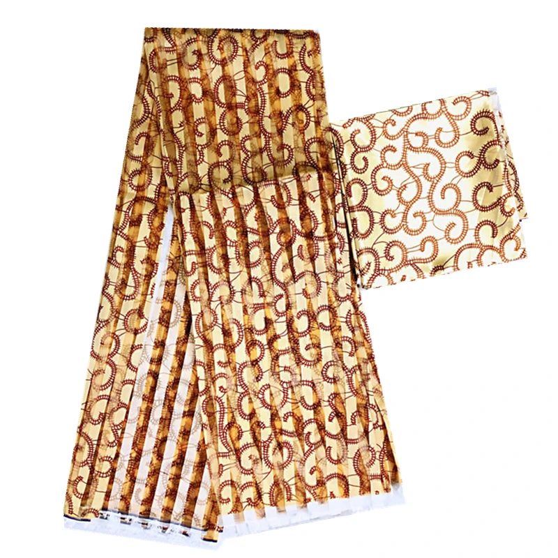 Hot selling African fabric organza silk with satin wax soft material for women dress 4+2yards | Дом и сад