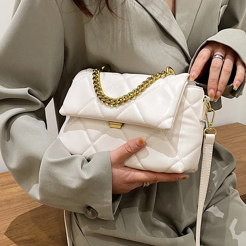 

Повседневные маленькие сумочки из искусственной кожи с клапаном 2022, роскошные брендовые дизайнерские женские сумки-шопперы на цепочке, сте...