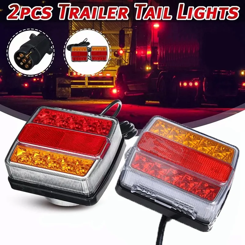 

2 Piece 16 LEDs Trailer Tail Light with net Combination Towing Taillight Car Truck Tail Light 12V Number Plate Light