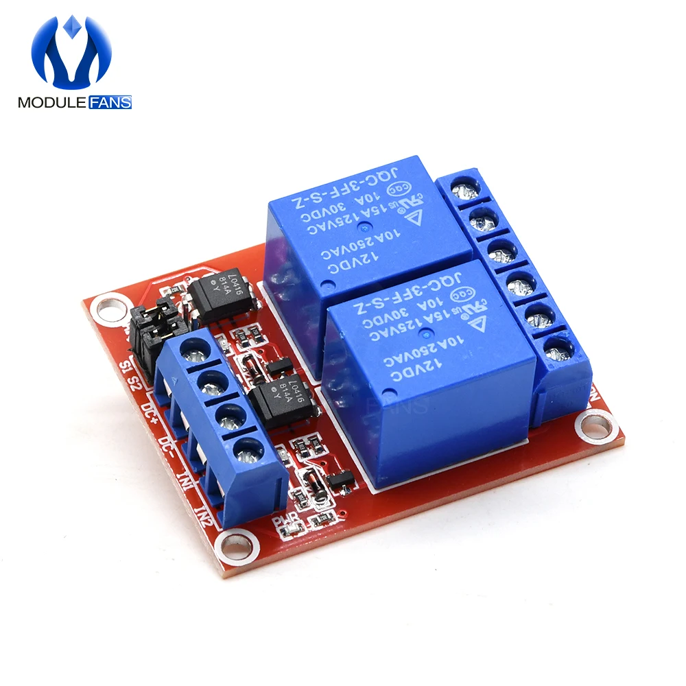 Релейный модуль щит для Arduino два 2 канальный 12V с опора оптопары высокого и низкого