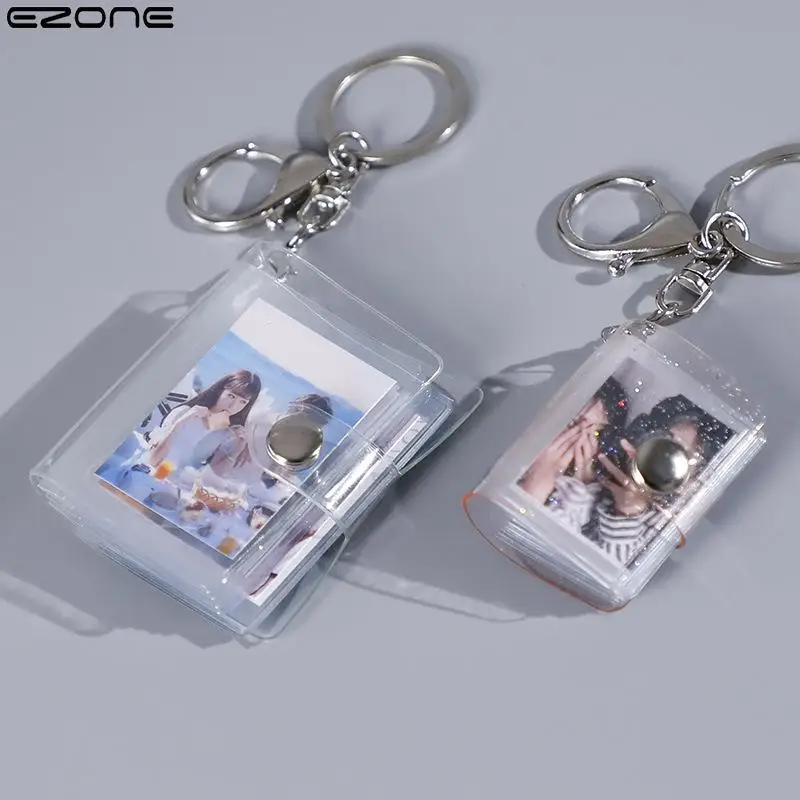 

EZONE Mini Photo Album Keychain Small Instant Picture Album Pendant Storage Interstitial Pocket Keyring Family Lover Memory Gift