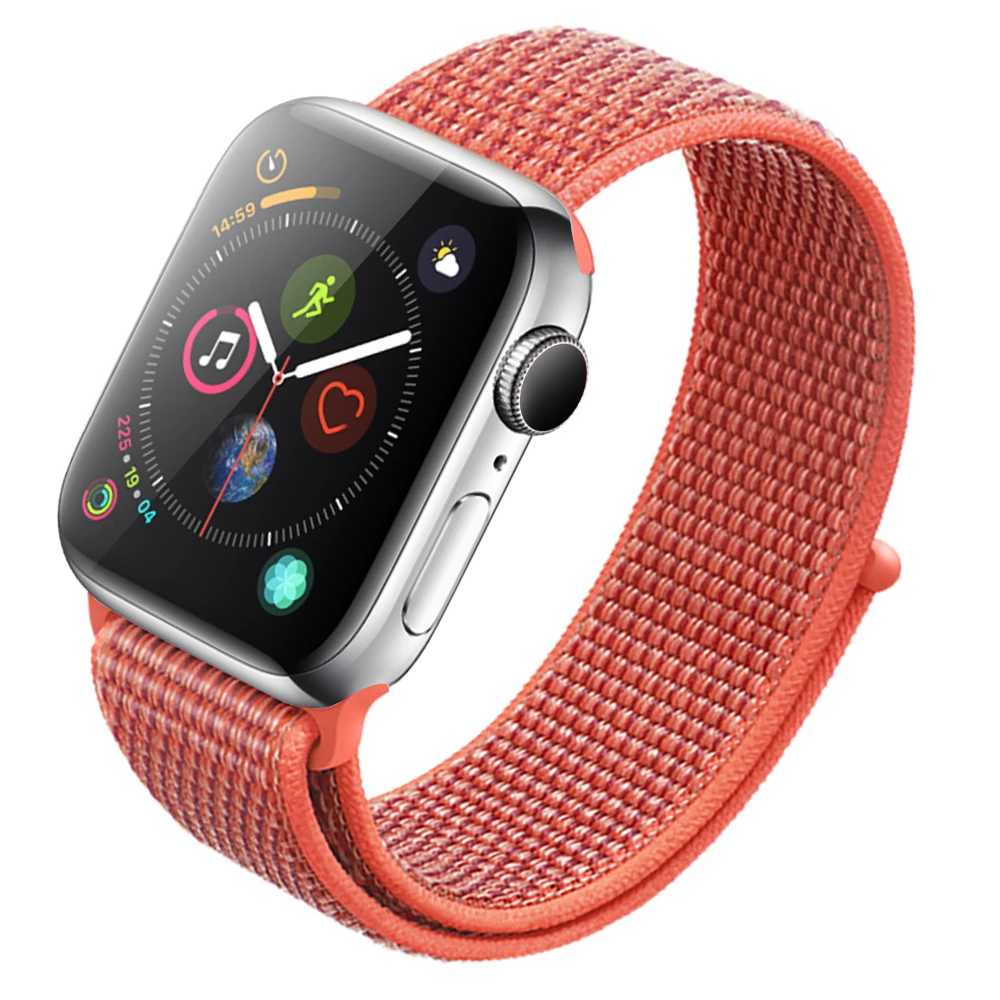 Нейлоновый ремешок для часов для Apple Watch Series 3 2 1 38 мм 42 мм мягкая дышащая Замена Спортивная петля для Iwatch Series 4 5 44 мм 40 мм
